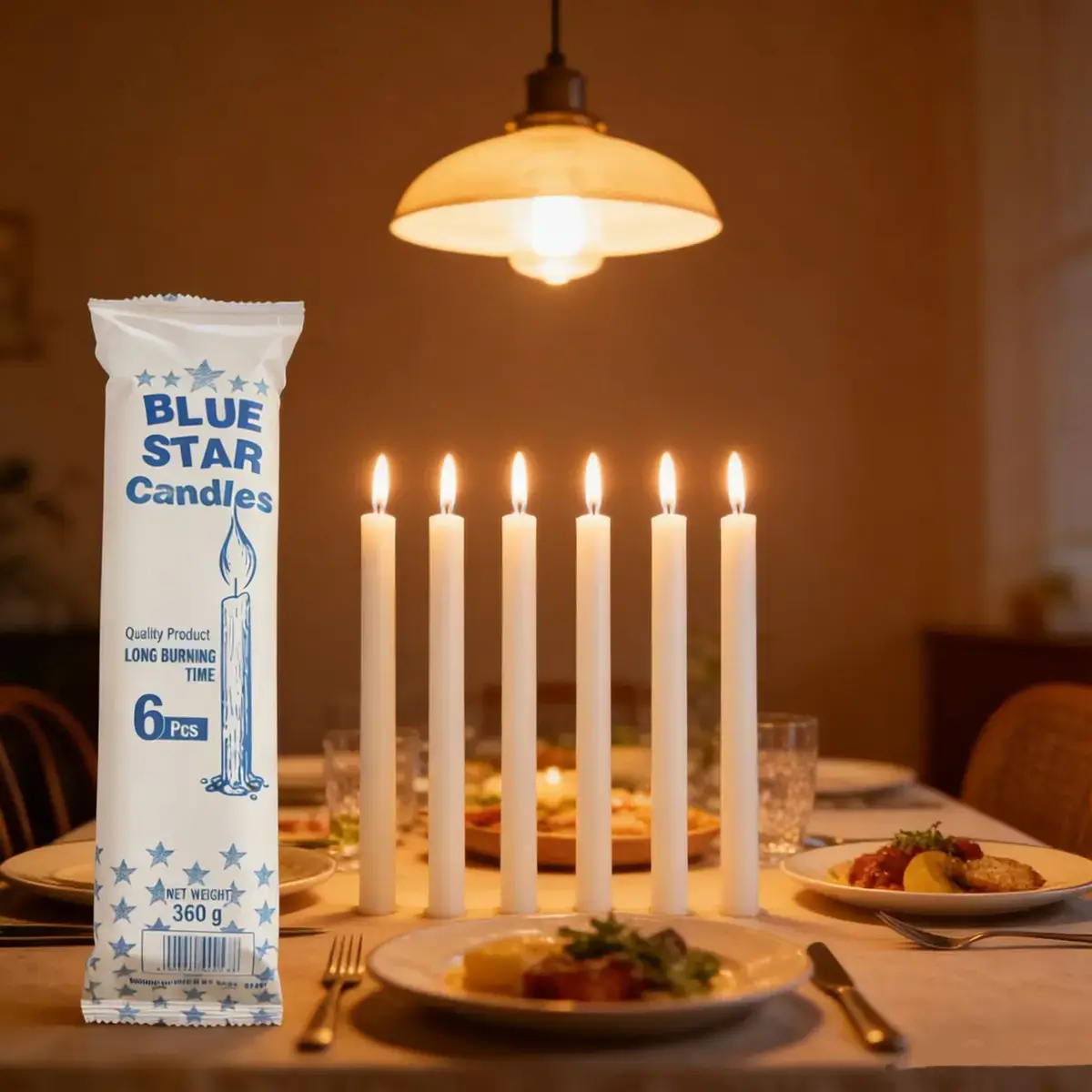 Blue Star White Candle image 2